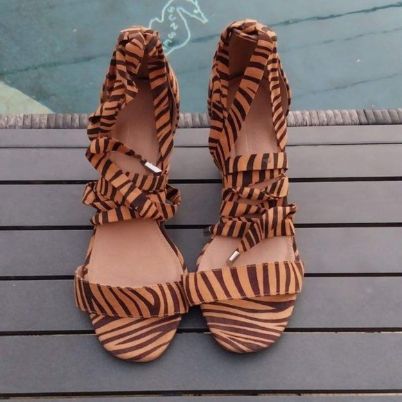 Asos Animal Print Lace Up Heel 10 - Picture 1 of 3